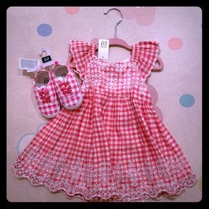 NWT Baby Gap 18-24M pink Dress and Matchig Shoes